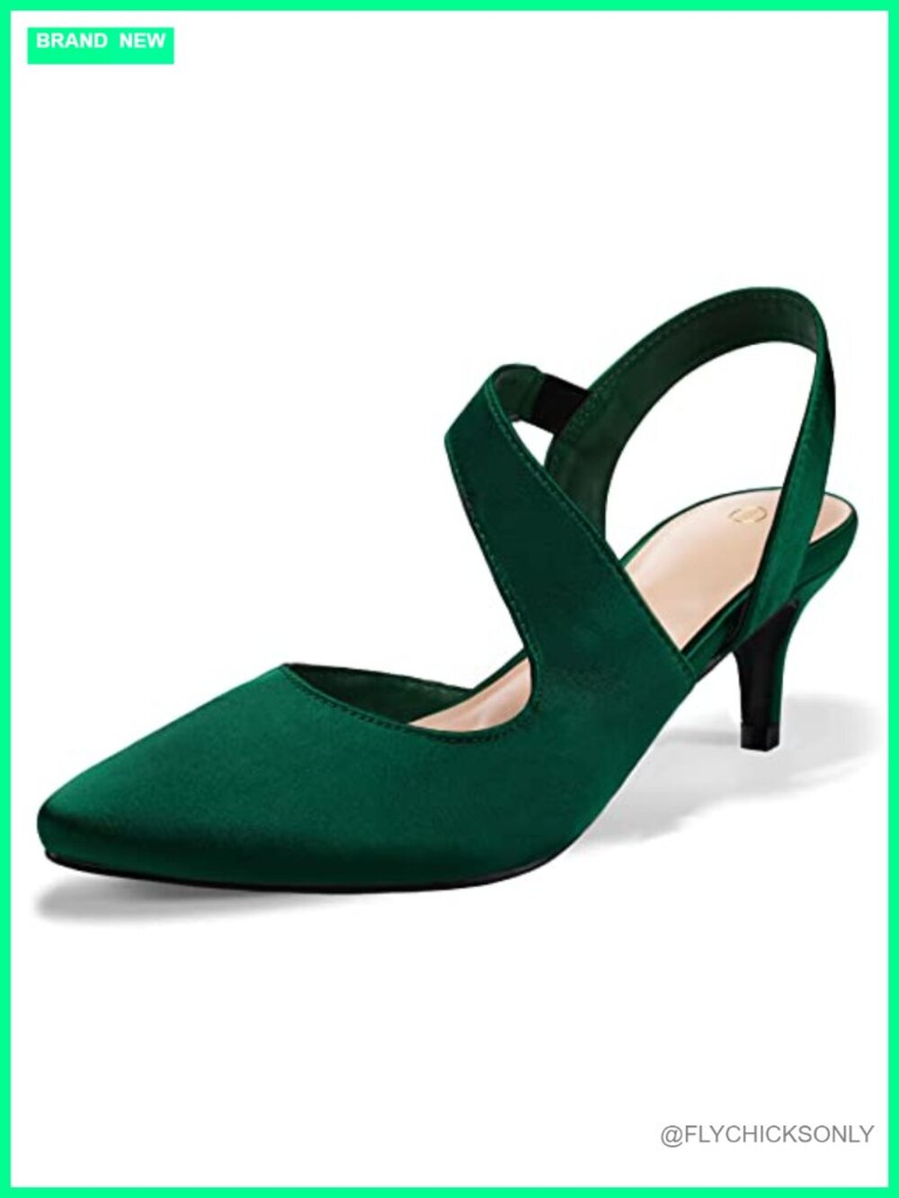 Women's Low Heel Kitten Pumps Slingback Pointed Toe Dress Shoes